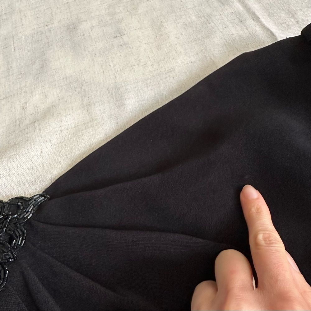 VTG 80s 90s Black Cocktail Dress Beaded Draped Harry Acton For After Five Sz 6 - Picture 15 of 16